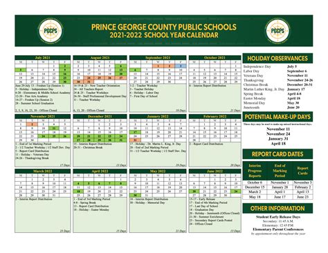 Prince George&#039;s County Public Schools Calendar