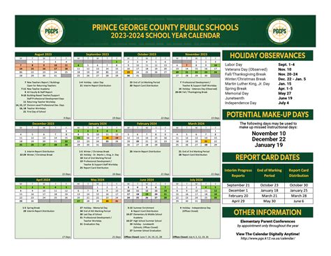 Prince George&#039;s County Schools Calendar