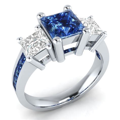 princess cut blue sapphire engagement rings