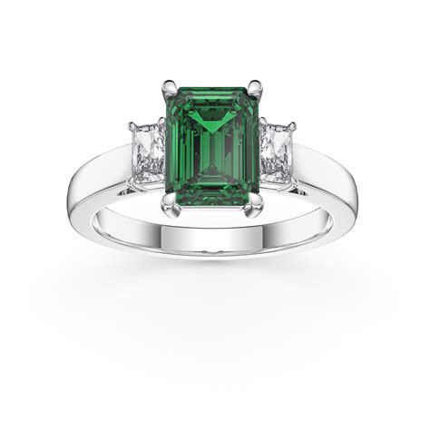 Princess Cut Engagement Rings With Emerald Side Stones