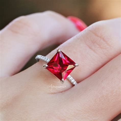 Princess Cut Ruby Engagement Rings