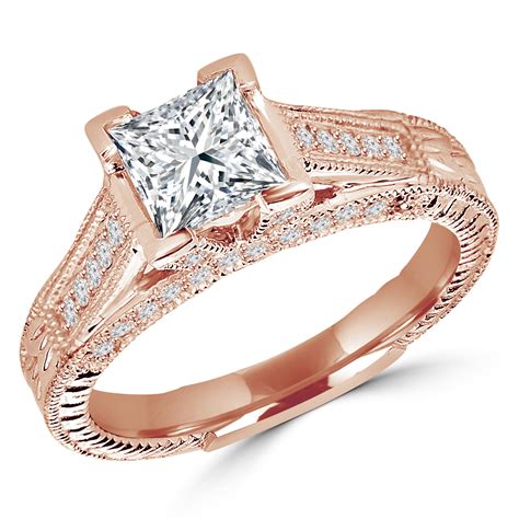 princess cut simple princess cut rose gold engagement rings
