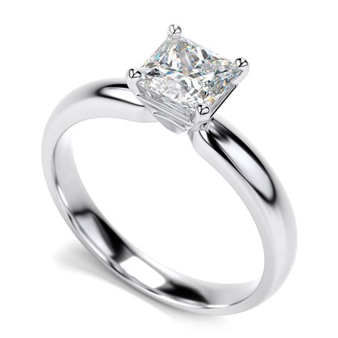 Princess Cut Solitaire Engagement Rings With Diamond Band