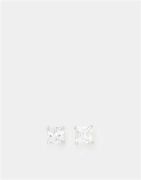 Princess Cut Stud Earrings Large