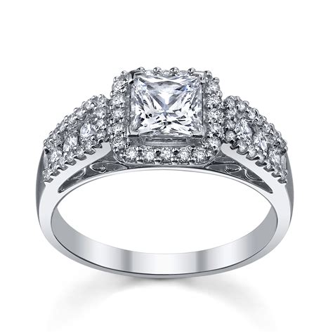 princess cut vintage halo engagement rings