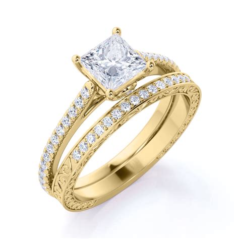princess cut yellow gold simple engagement rings