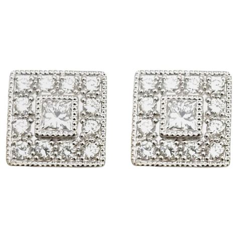 Princess Square Stud Earrings