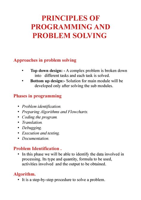 principles of programming and problem solving questions and answers