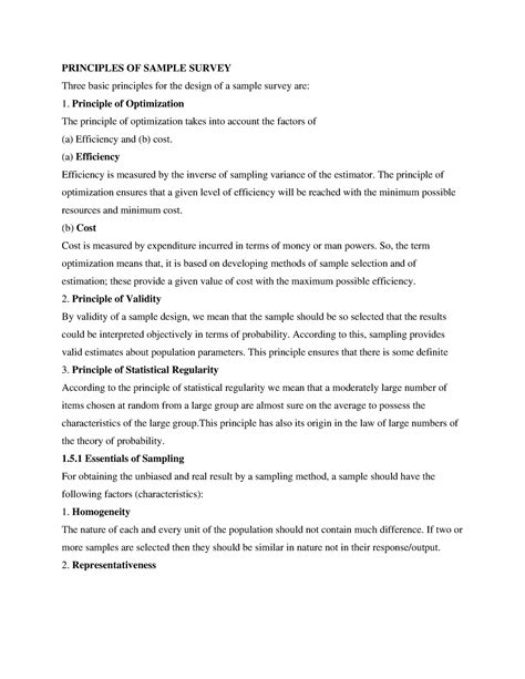 List Of Principles Of Sample Survey New