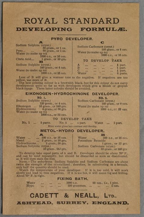 Print Developer Formula
