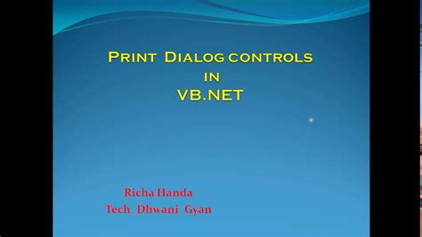 Print Dialog Control In Vb.net