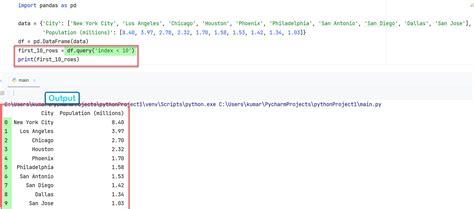 print first 5 rows of dataframe in python
