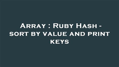 Print Keys Ruby