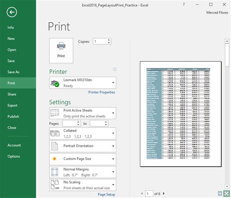 Print Layout Excel