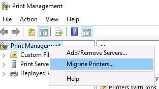 print management migrate printers