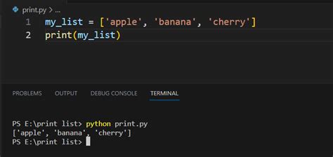 Print Output In List Python