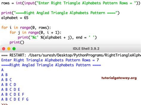 Print Pattern Of Alphabets In Python