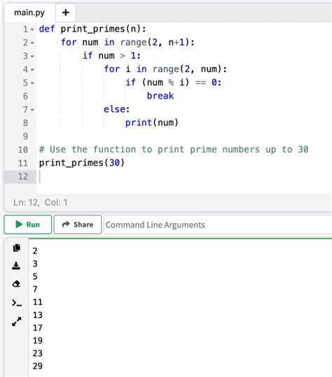 print prime number in python using for loop