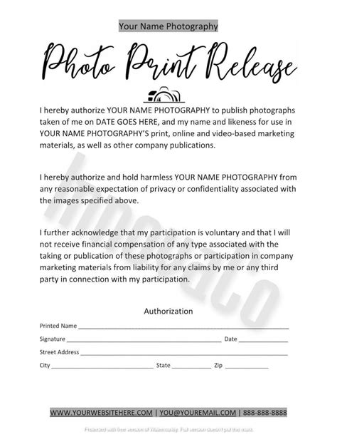 53 FREE Photo Release Form Templates [Word, PDF] Template Lab