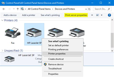 Print Server Properties Run Command