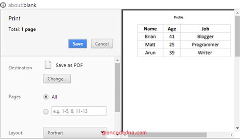 Print Table To Pdf Javascript