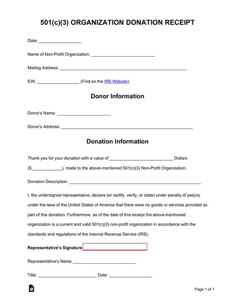 Printable 501C3 Donation Receipt Template: A Guide For Non-Profit Organizations