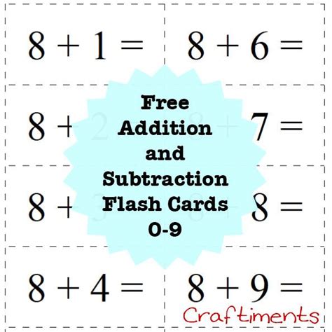 Printable Addition And Subtraction Flash Cards