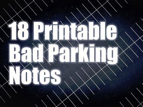 Printable Bad Parking Notes: How To Deal With Inconsiderate Drivers