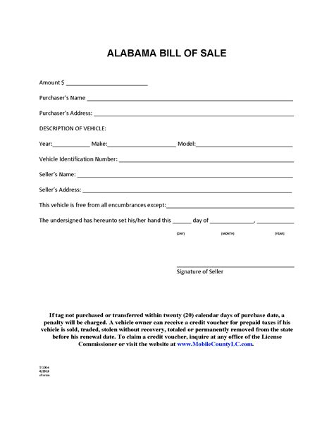 Printable Bill Of Sale Alabama: What You Need To Know