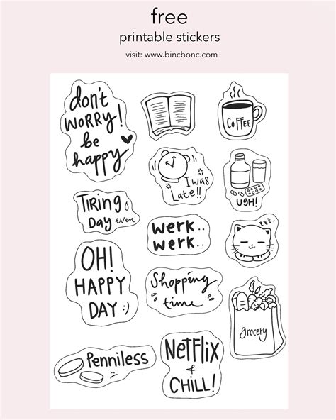 Printable Cute Stickers Black And White