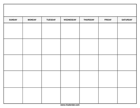 Printable Blank Calendar Template: A Must-Have For Better Time Management