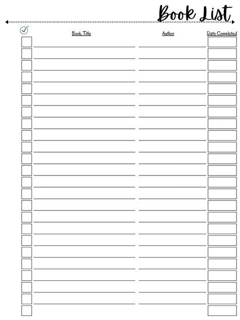 Printable Book List Template: Keep Track Of Your Reading List