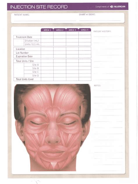 Printable Botox Treatment Record Template: Keeping Track Of Your Treatment