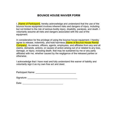 Bounce House Waiver Form Fill Out and Sign Printable PDF Template