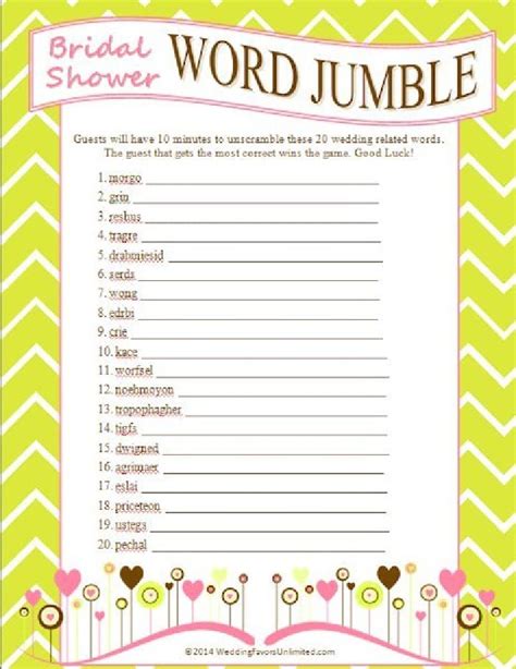 Printable Bridal Shower Games Free: Fun And Affordable Way To Entertain Guests