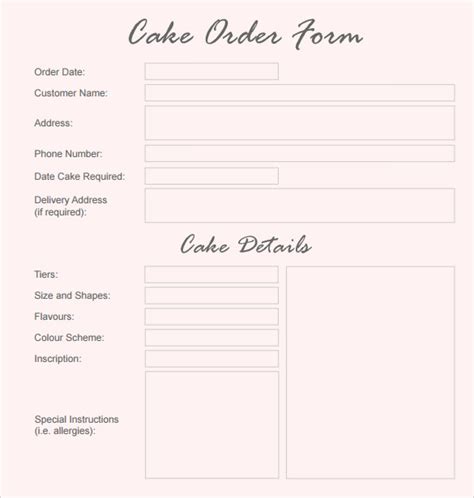 FREE 11+ Sample Cake Order Forms in MS Word PDF Excel