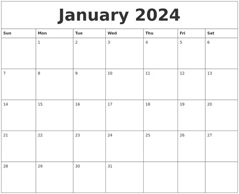 Printable Calendar December 2024 January 2024
