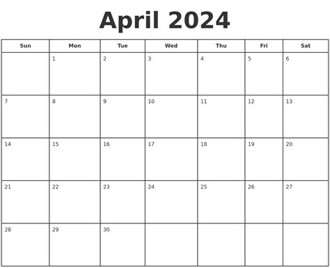 Printable Calendar For April 2024