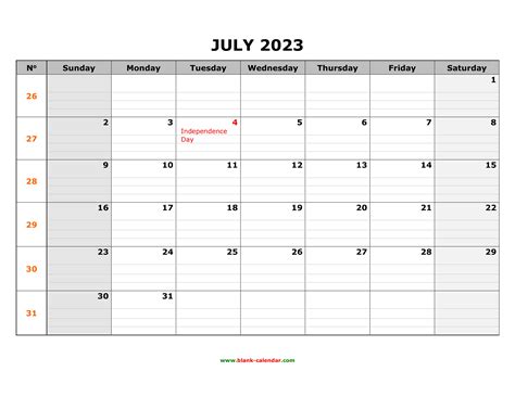 Free Printable July 2023 Calendar 12 Templates