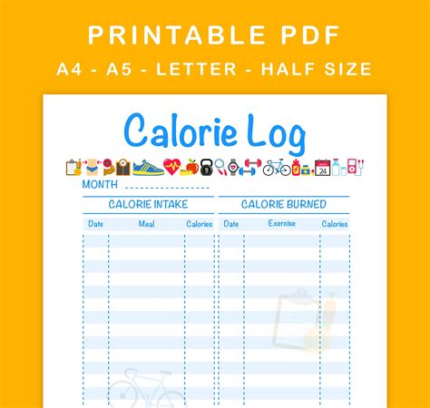 Free Printable Calorie Tracker World of Printables