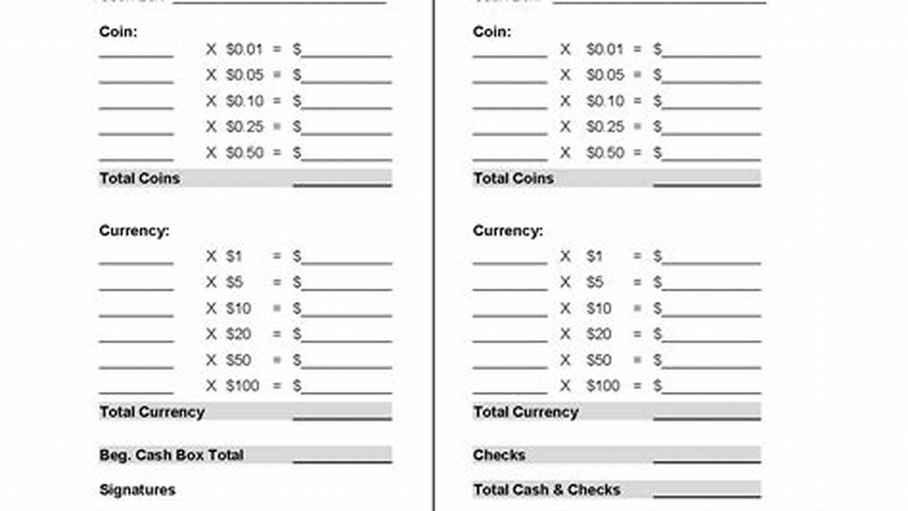 Discover the Secrets to Flawless Cash Management with Printable Cash Count Sheet Excel