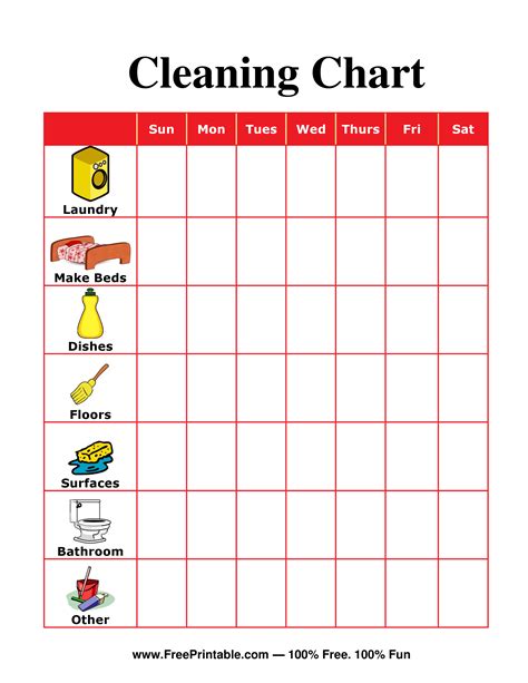 Free Printable Weekly Chore Charts regarding Blank Daily Chore Chart