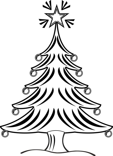 Free Christmas Tree Cartoon Black And White, Download Free Christmas