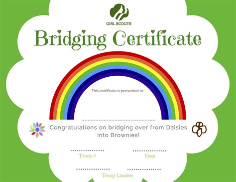Daisy to Brownie Certificate Printable Girl Scout Bridging Etsy