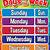 printable days of week chart