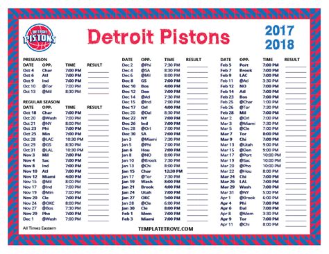 Printable Detroit Pistons Schedule: Your Ultimate Guide For 2023