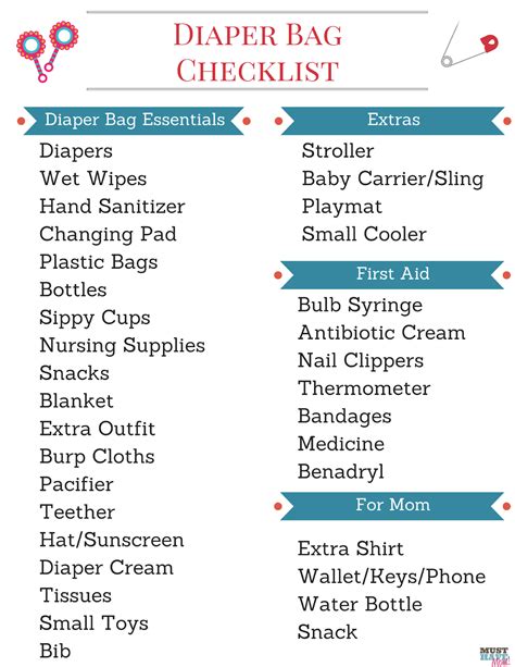 Printable Diaper Bag Checklist: Tips And Recommendations For New Parents