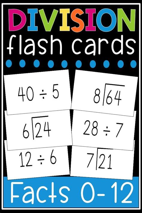 Division Flash Cards {Printable Flashcards with Answers on the Back
