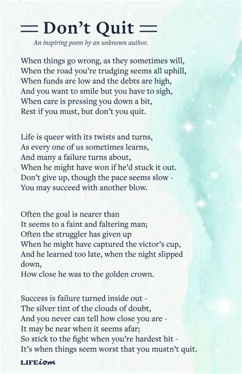 Don't Quit Poem by John Greenleaf Whittier Printable and Poster Shark