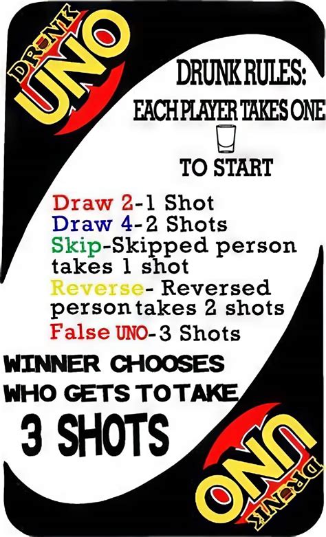 Pin by ) rosa on Games Uno drinking game, Drinking game rules, Uno cards